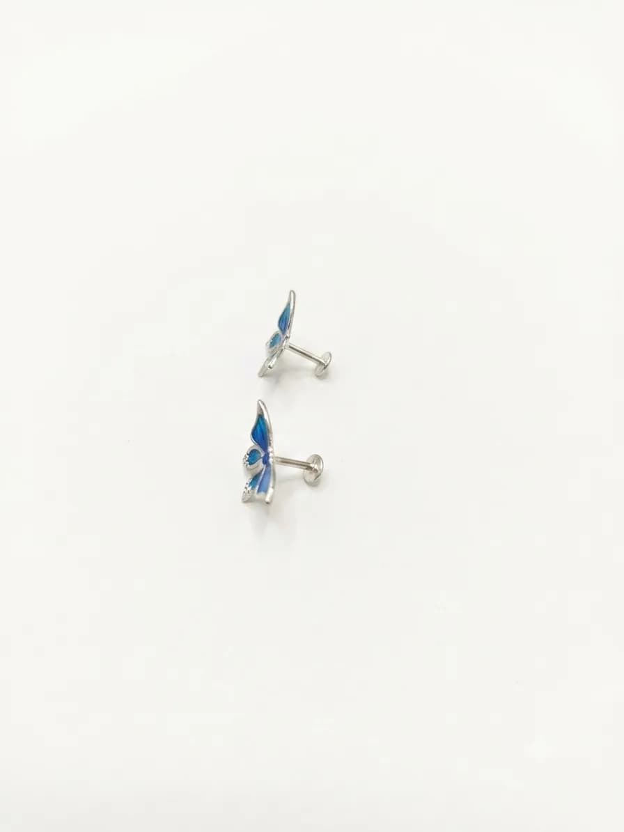 Blue Enamel Butterfly Studs