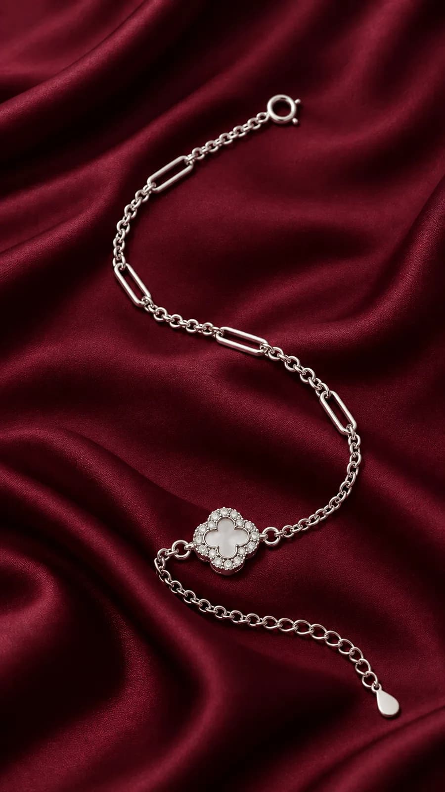 Silver Flower Charm Anklet