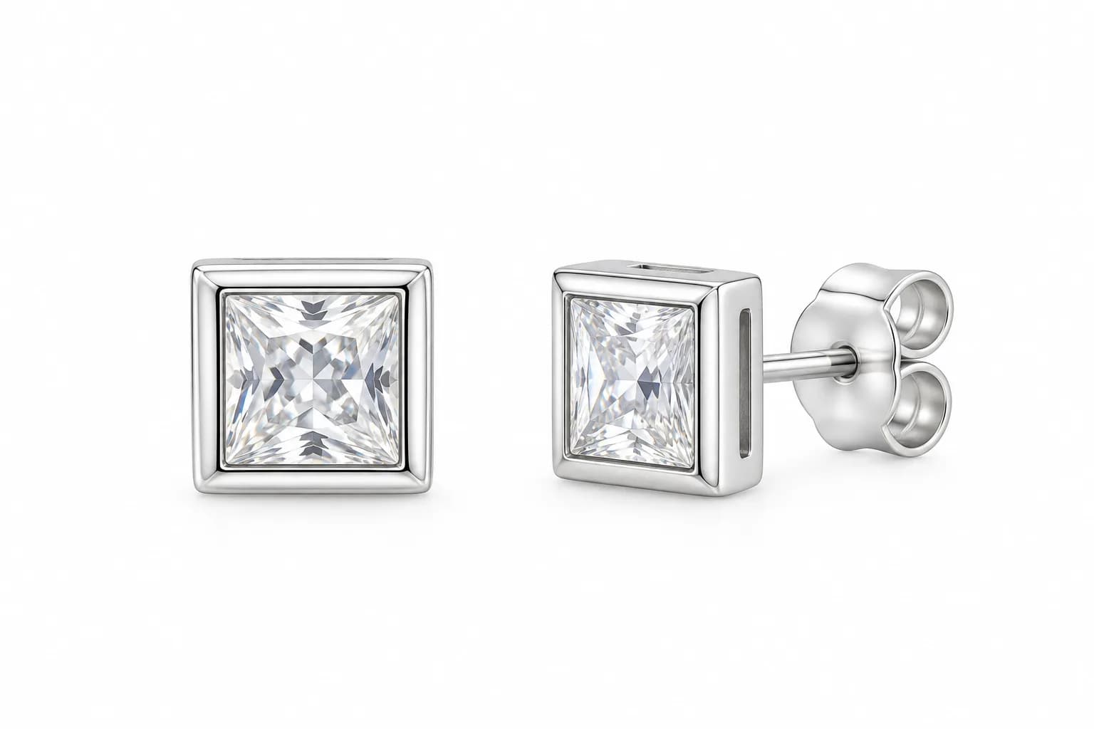 Silver Radiant Square Earring