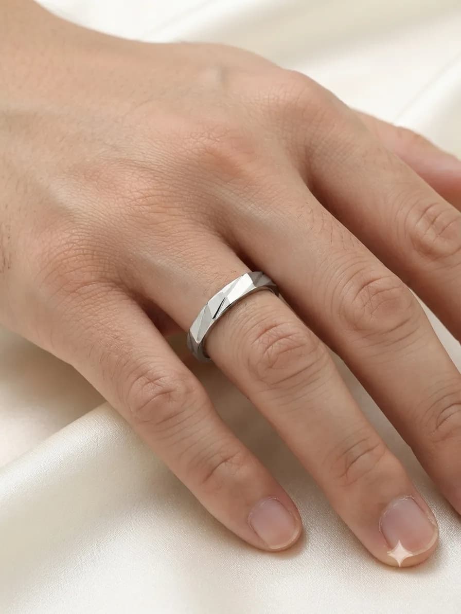 Silver Geometric Ring