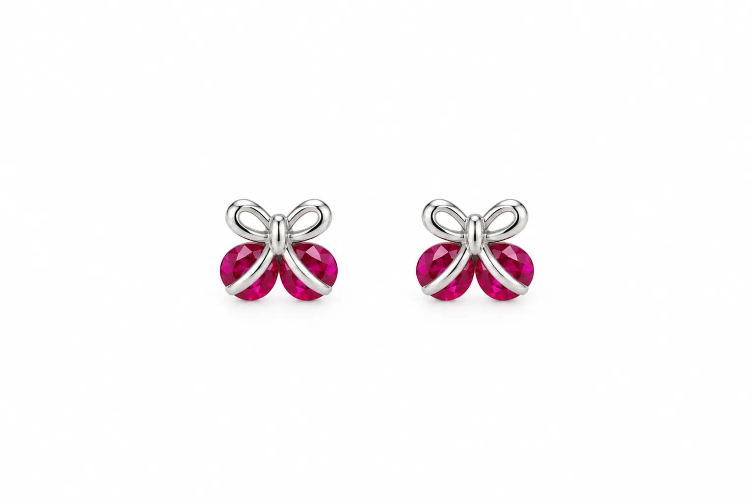 Silver Ruby Butterfly Earring