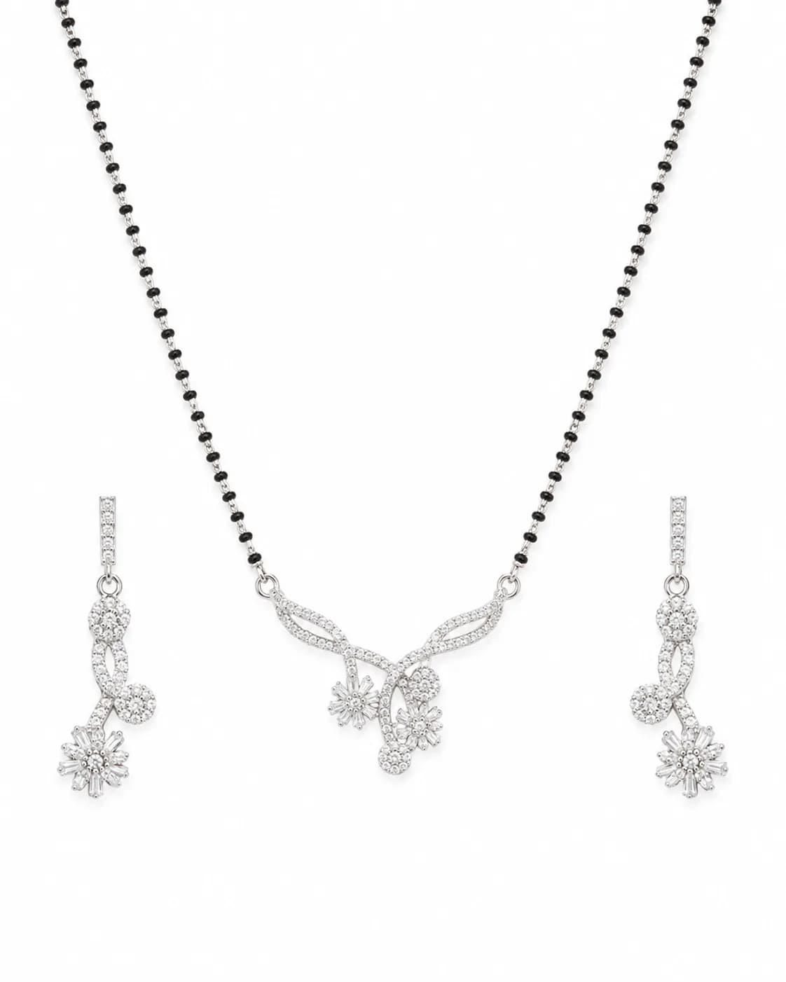 Floral Cascade 925 Sterling Silver Mangalsutra Set