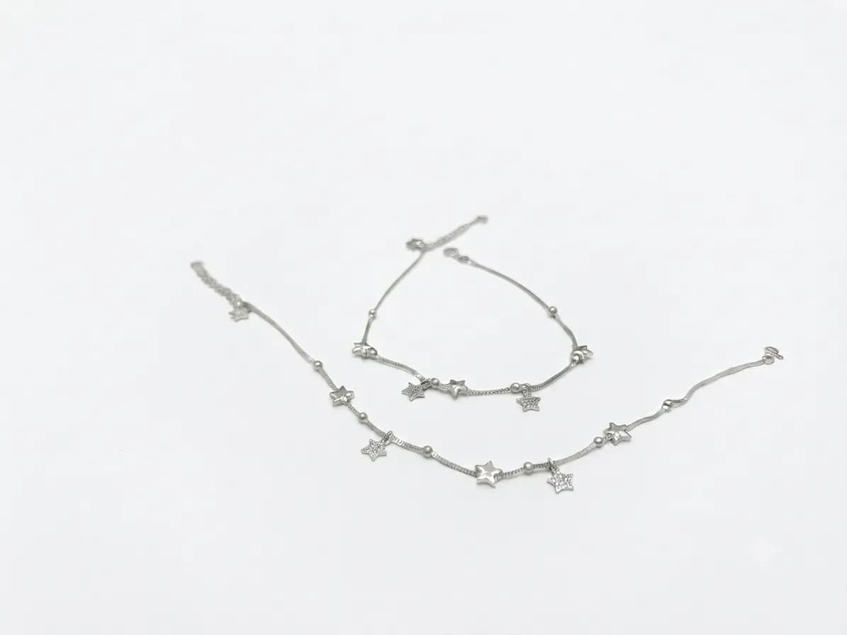 Silver Star Charm Anklet
