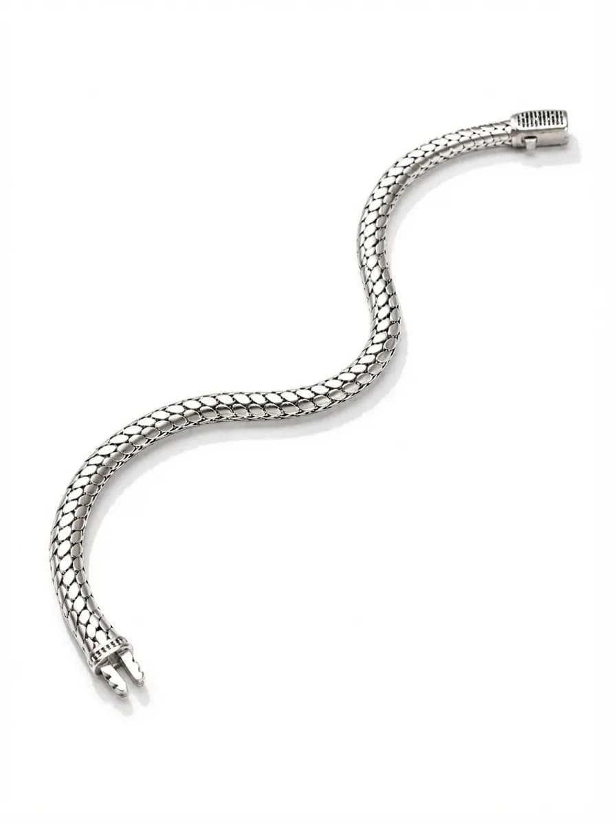 Silver Snake-Style Mesh Men’s Bracelet