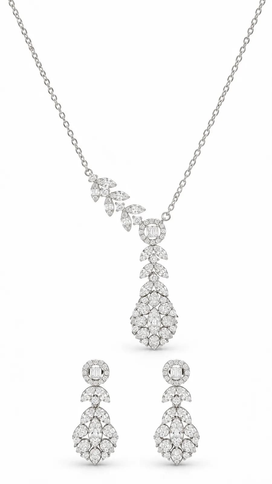 Celestial Leaf Cascade Necklace & Earring Set
