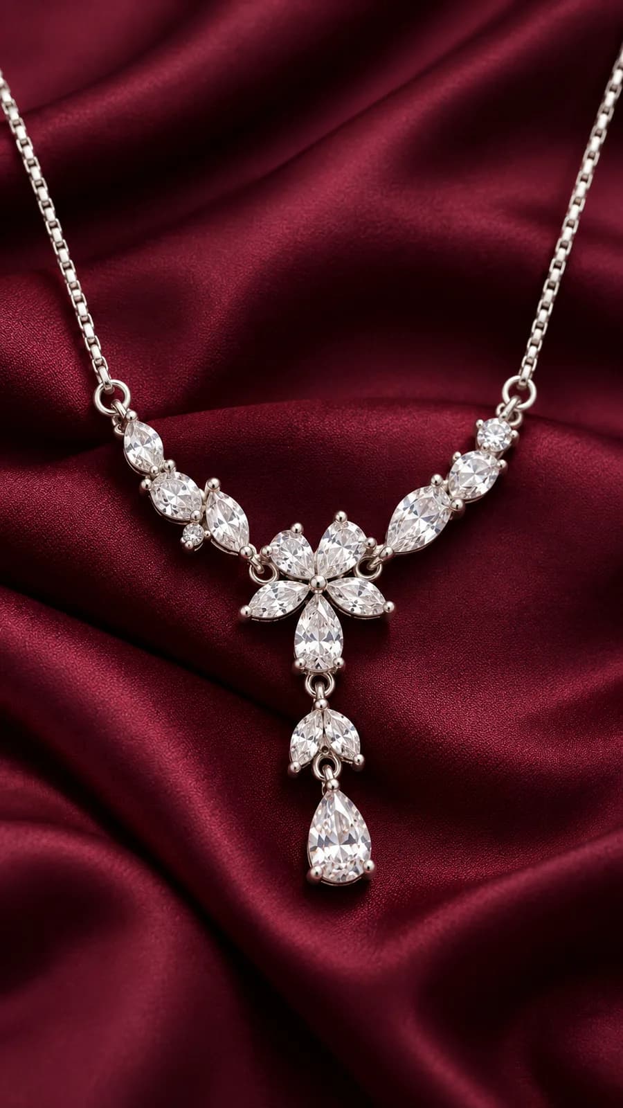 Silver Floral Cascade Pendant chain