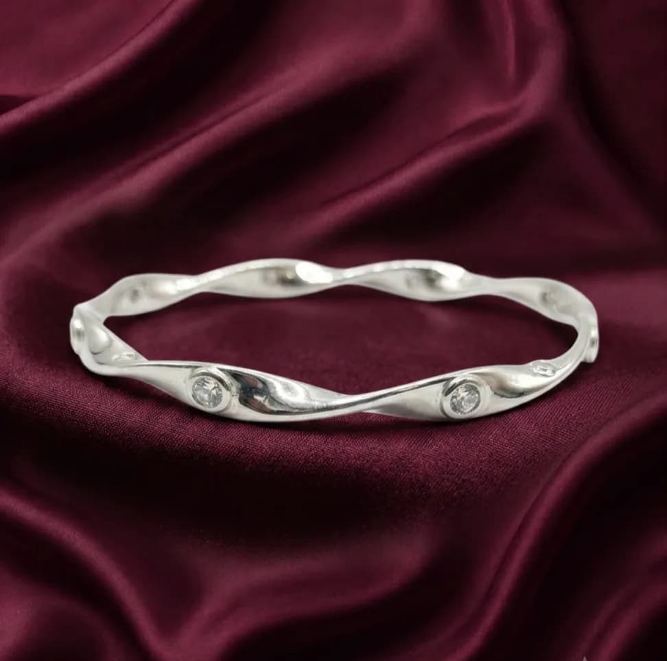 Twisted Silver Bangle