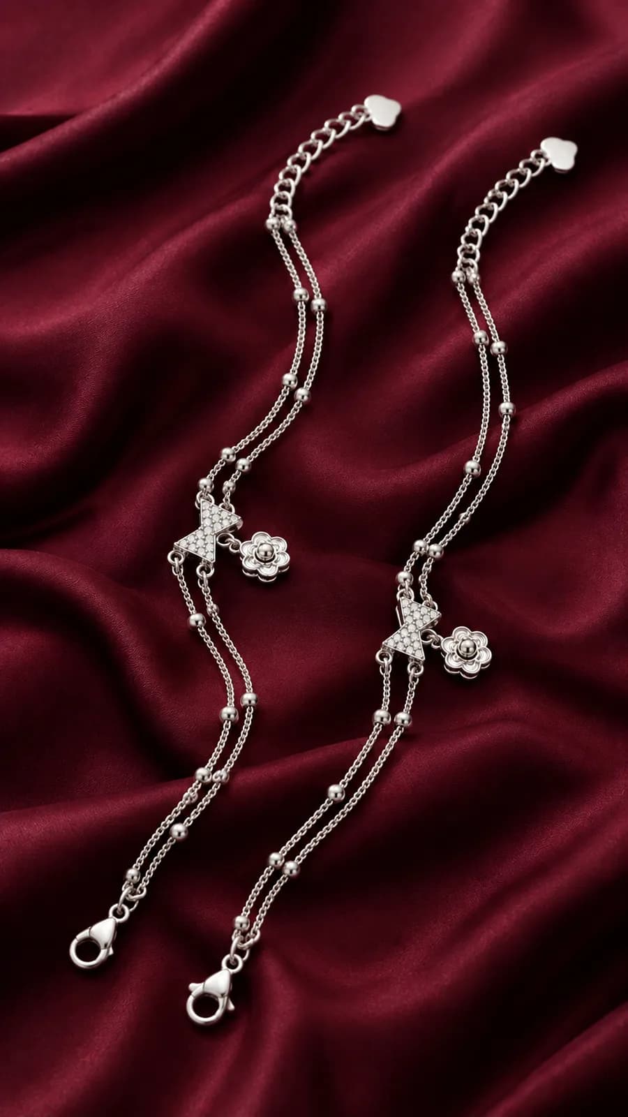 Pretty Bow Floral Charm Anklet
