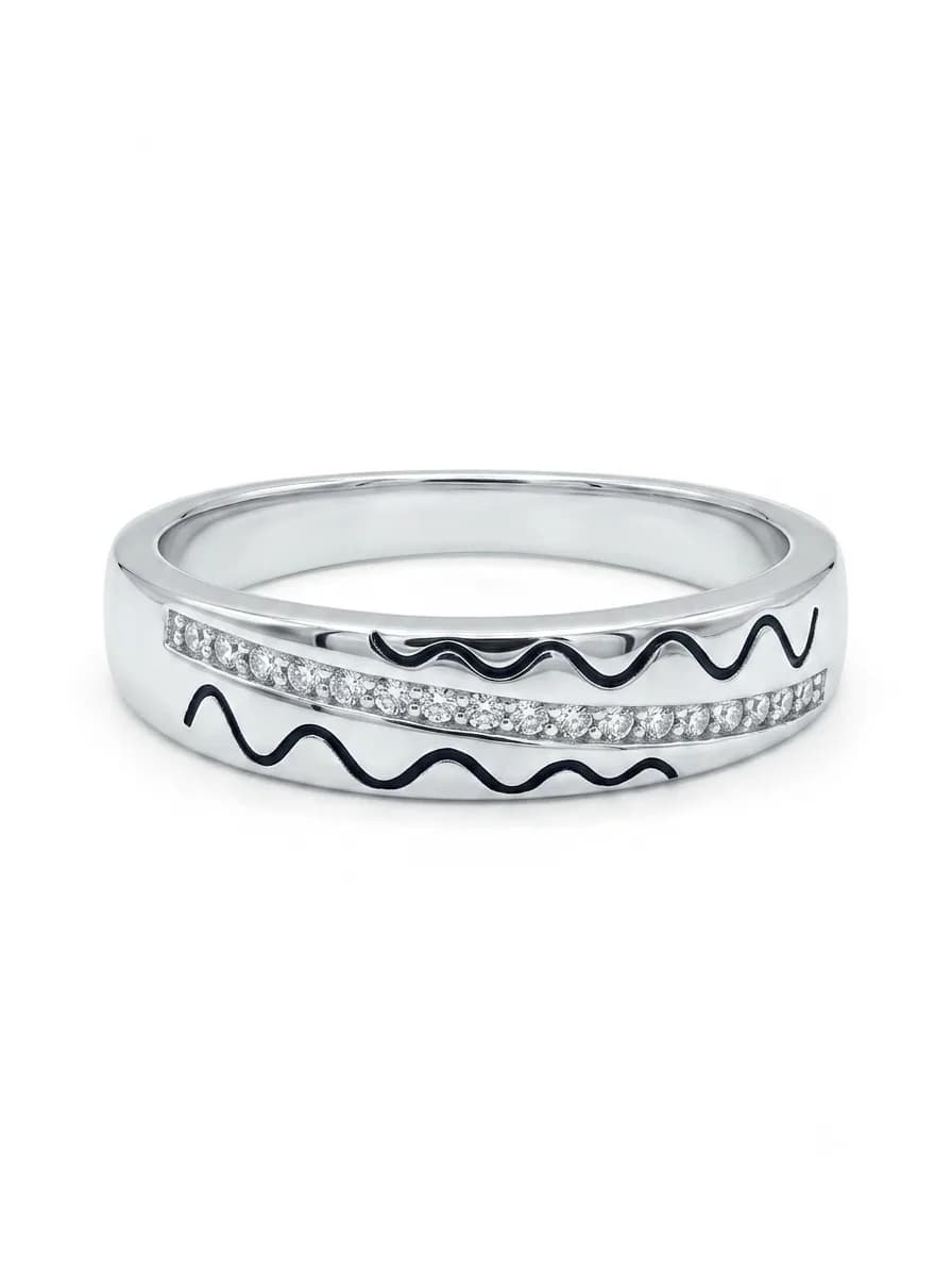 Silver Wavy Pave Ring