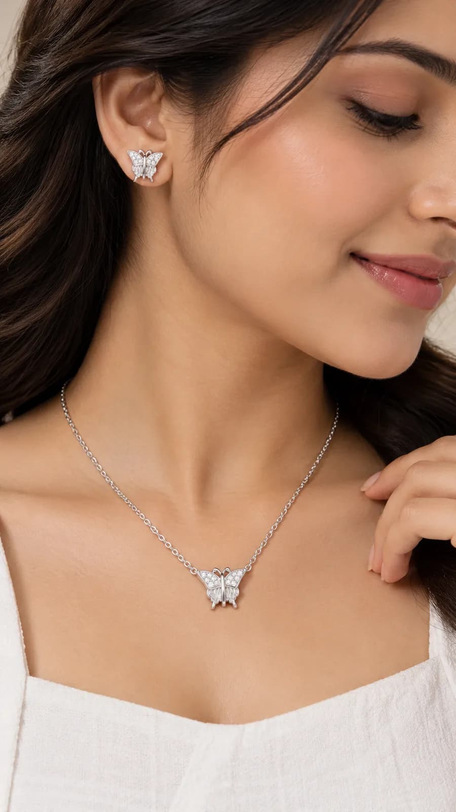Silver Butterfly Elegance Necklace