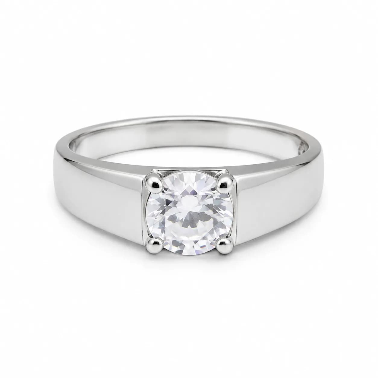 Silver Minimalist Solitaire Ring