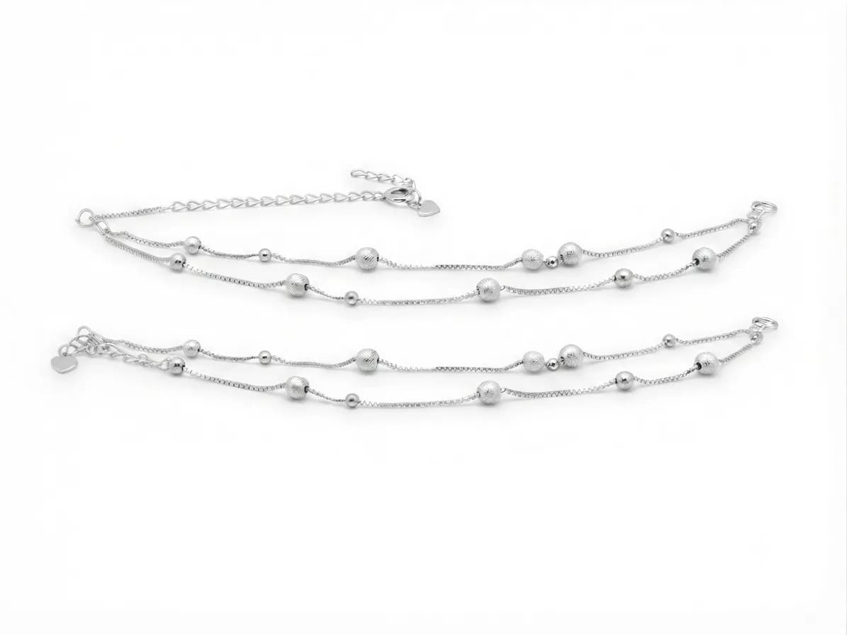 Silver Double-Layer Anklet