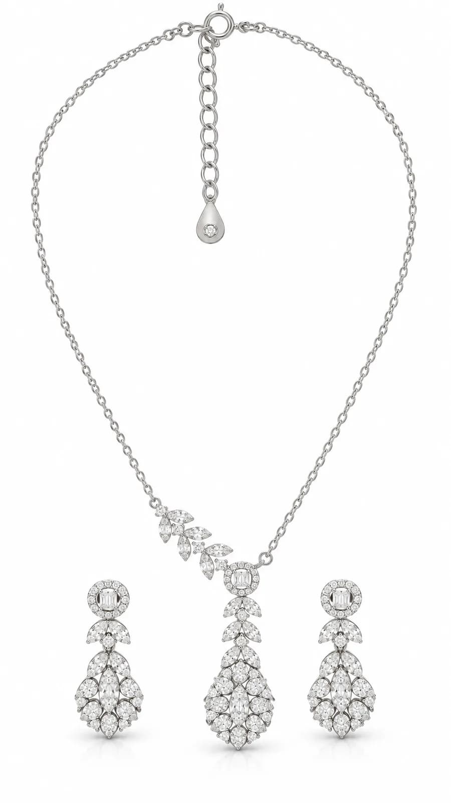 Celestial Leaf Cascade Necklace & Earring Set