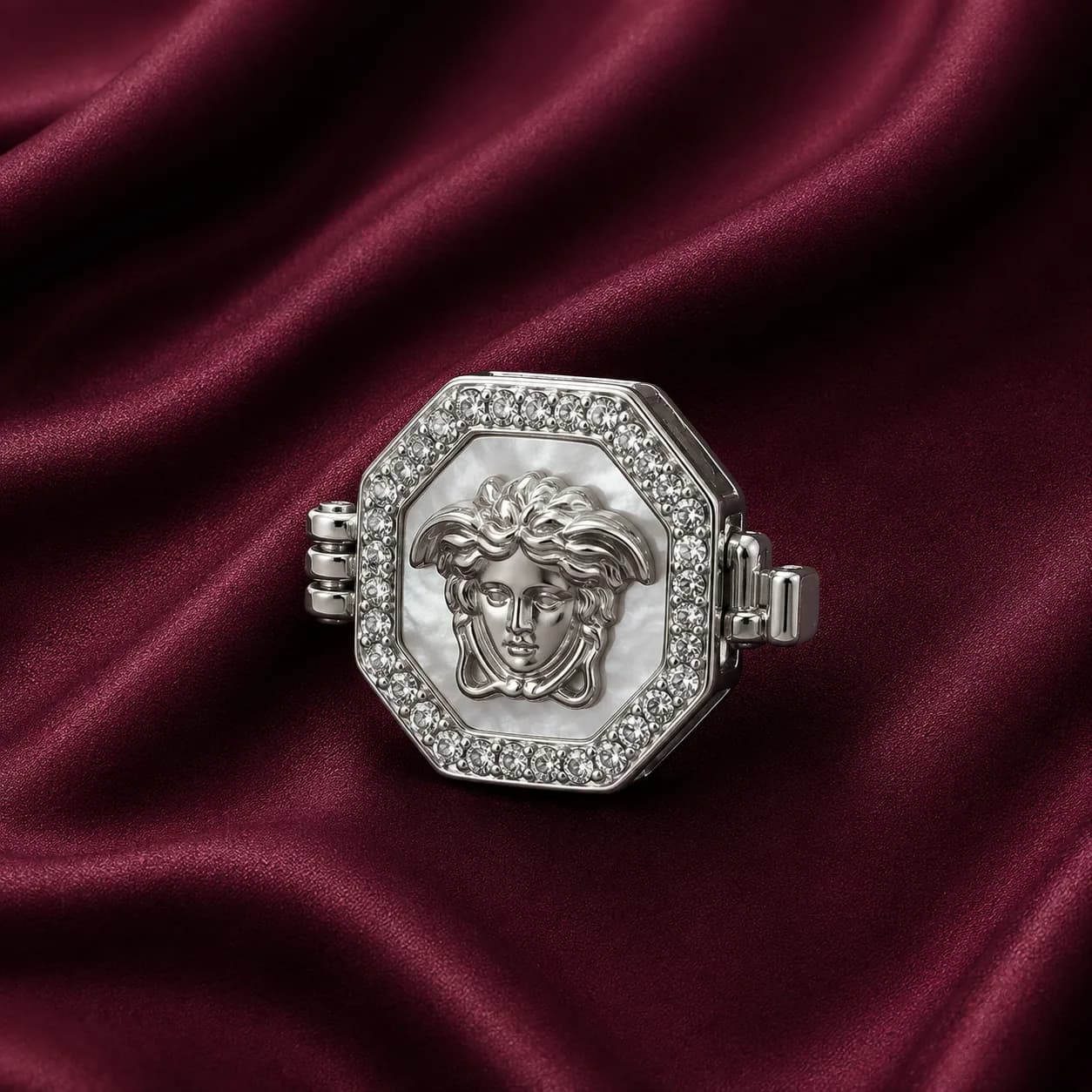 Silver Medusa Designer Button