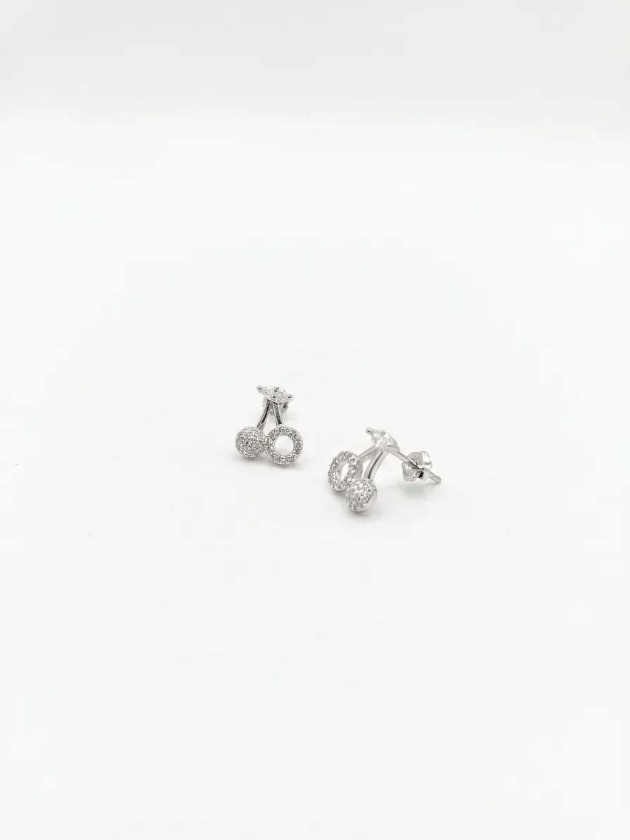 Sparkling Cherry Diamond Stud Earrings