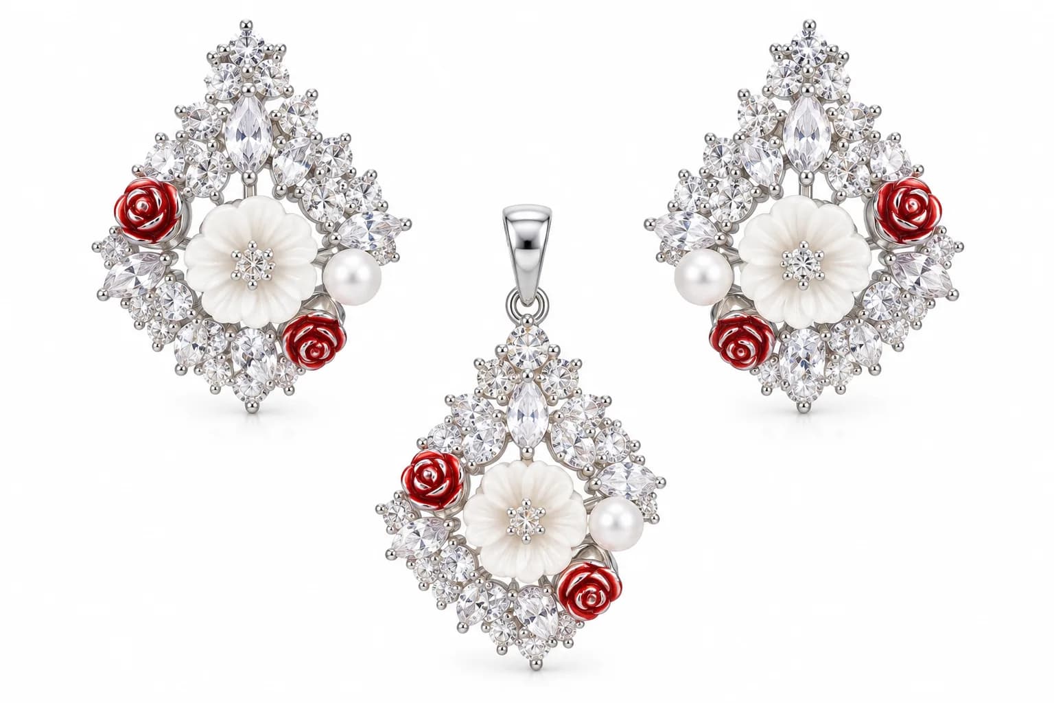 Silver Crimson Bloom Set