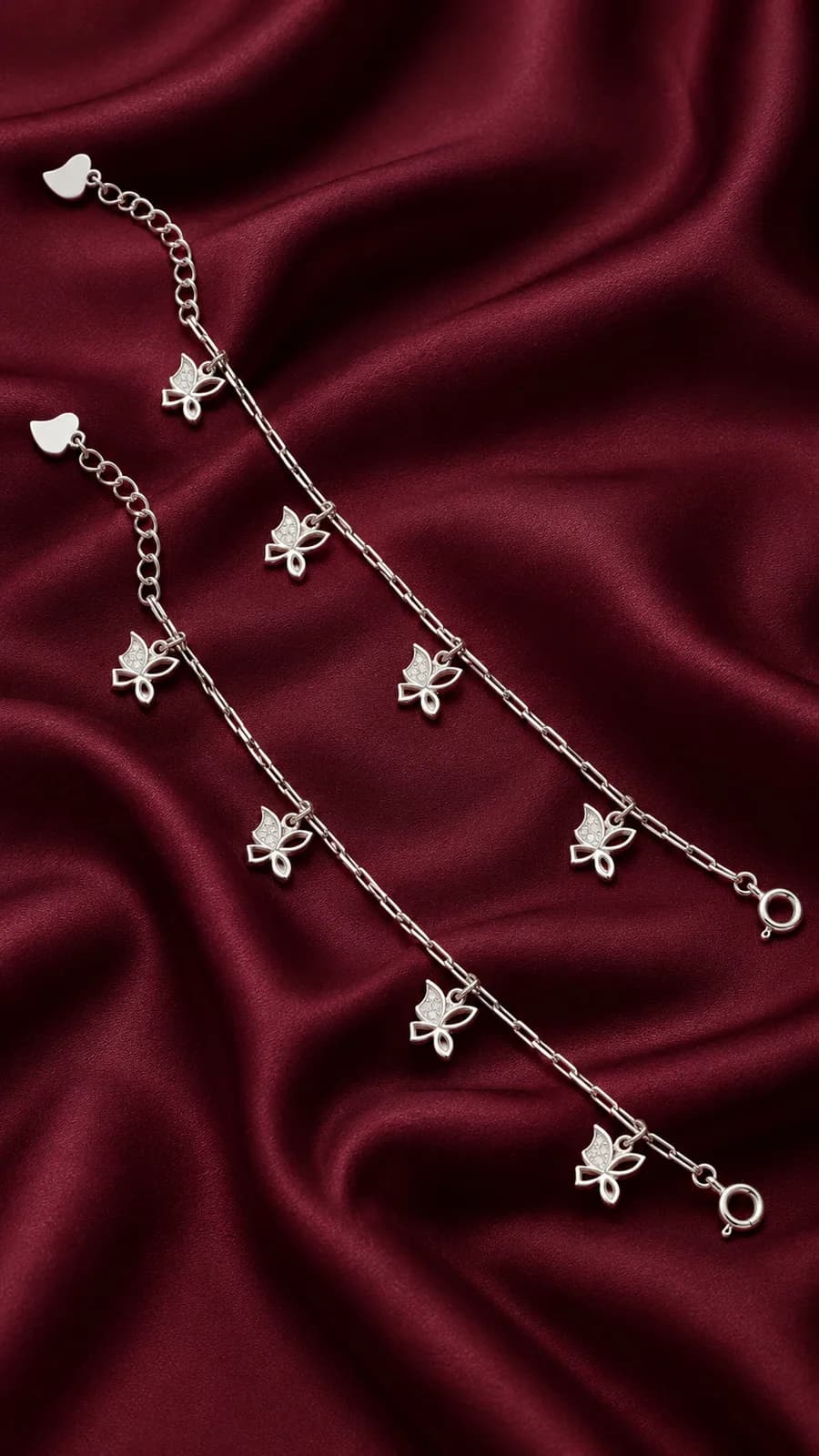 Silver Butterfly Charm Anklet