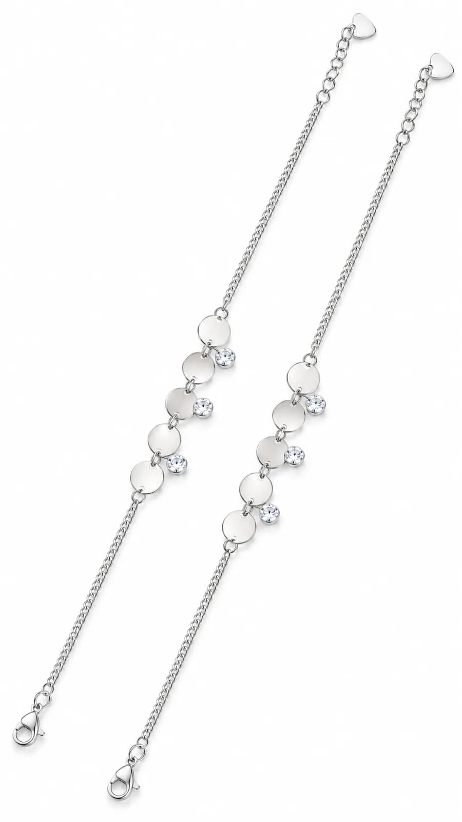 Silver Disc & Charm Chain Anklet
