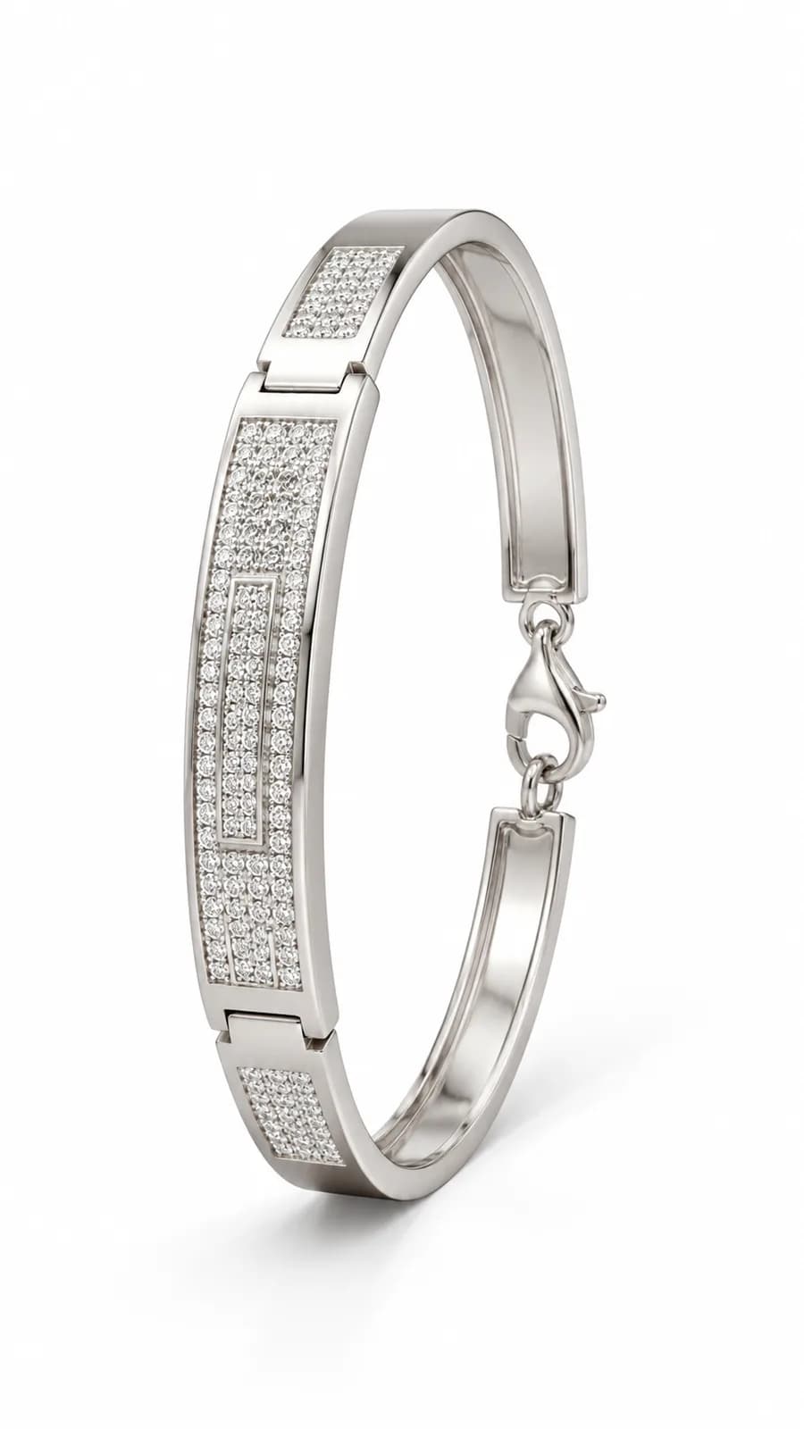 Pavé Luxe Geometric Sterling Silver Bracelet