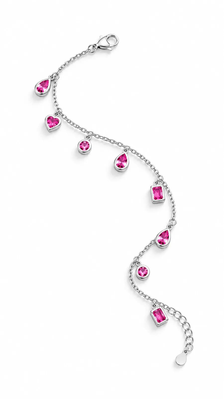Pink Teardrop Stone Dangle Anklet