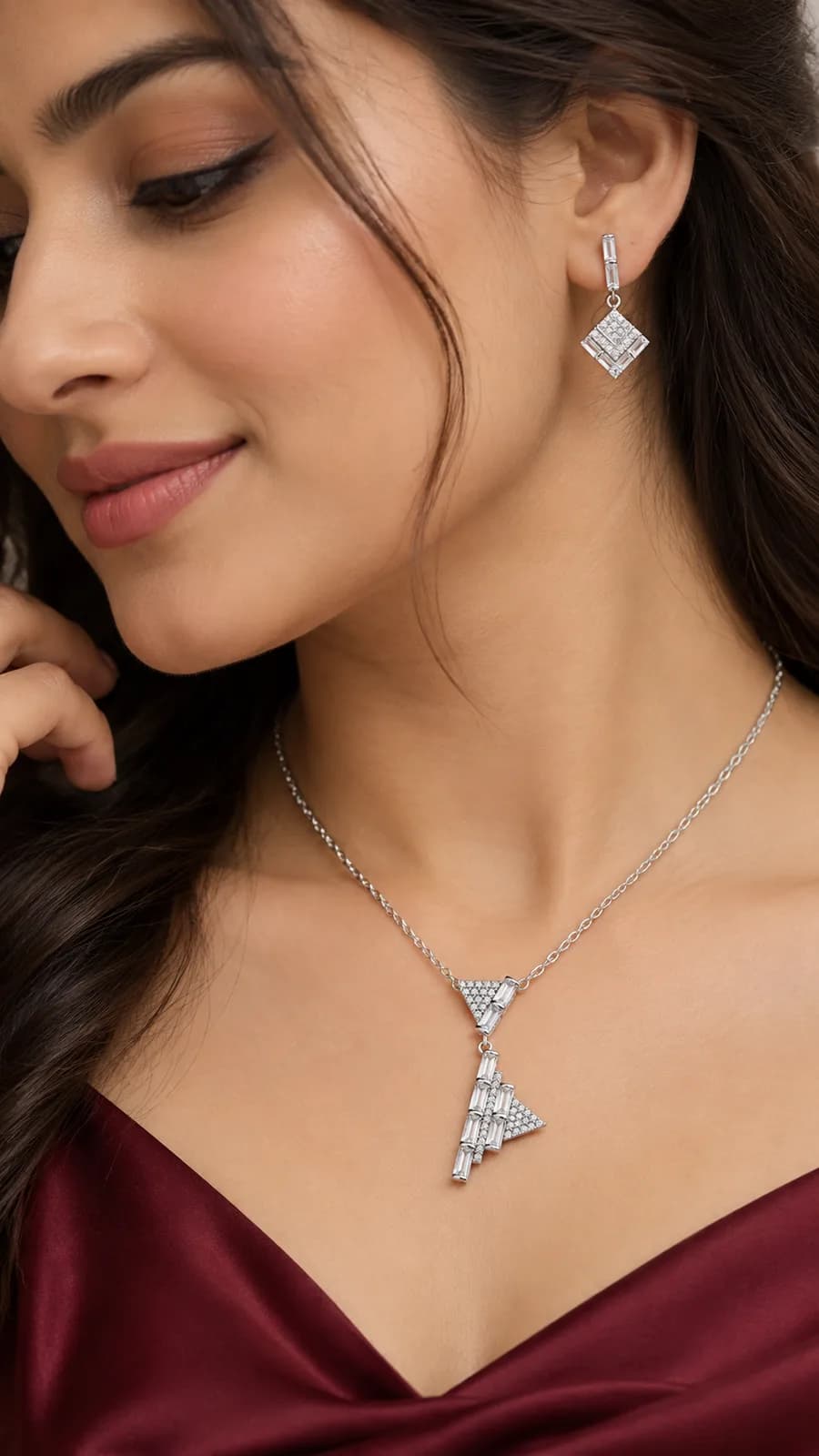Silver Geometric Elegance set