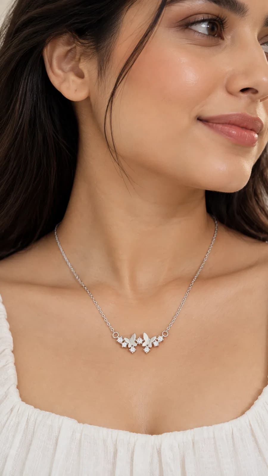 Silver Butterfly Crystal pendant chain