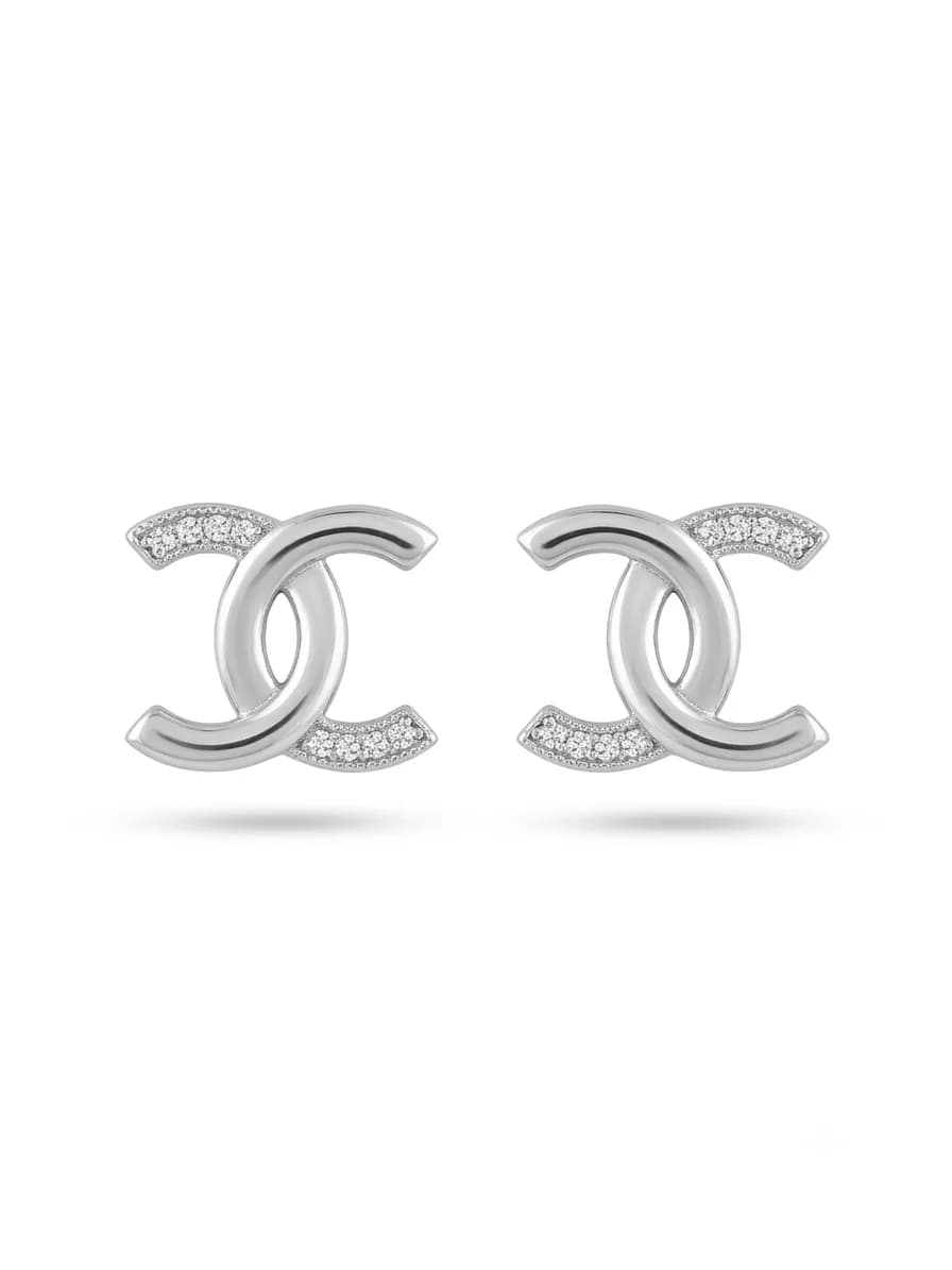Interlocking Curve Stud Earrings