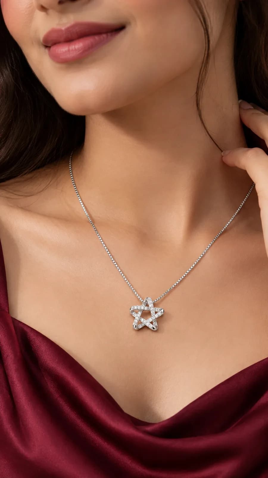 Silver Interwoven Star chain