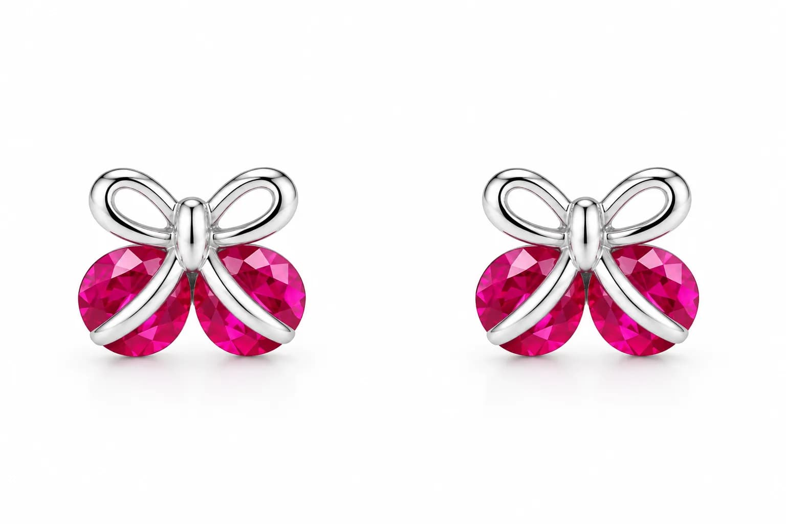 Silver Ruby Butterfly Earring