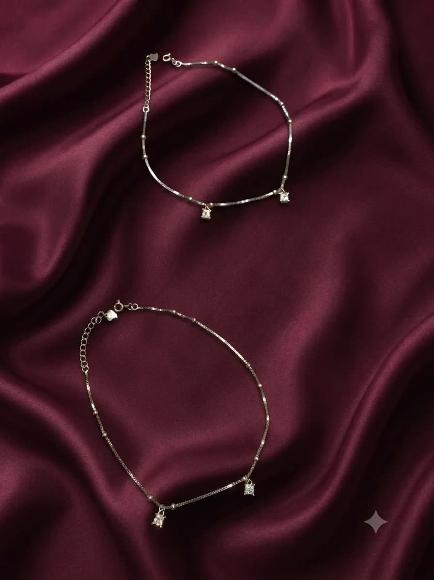 delicate silver anklets