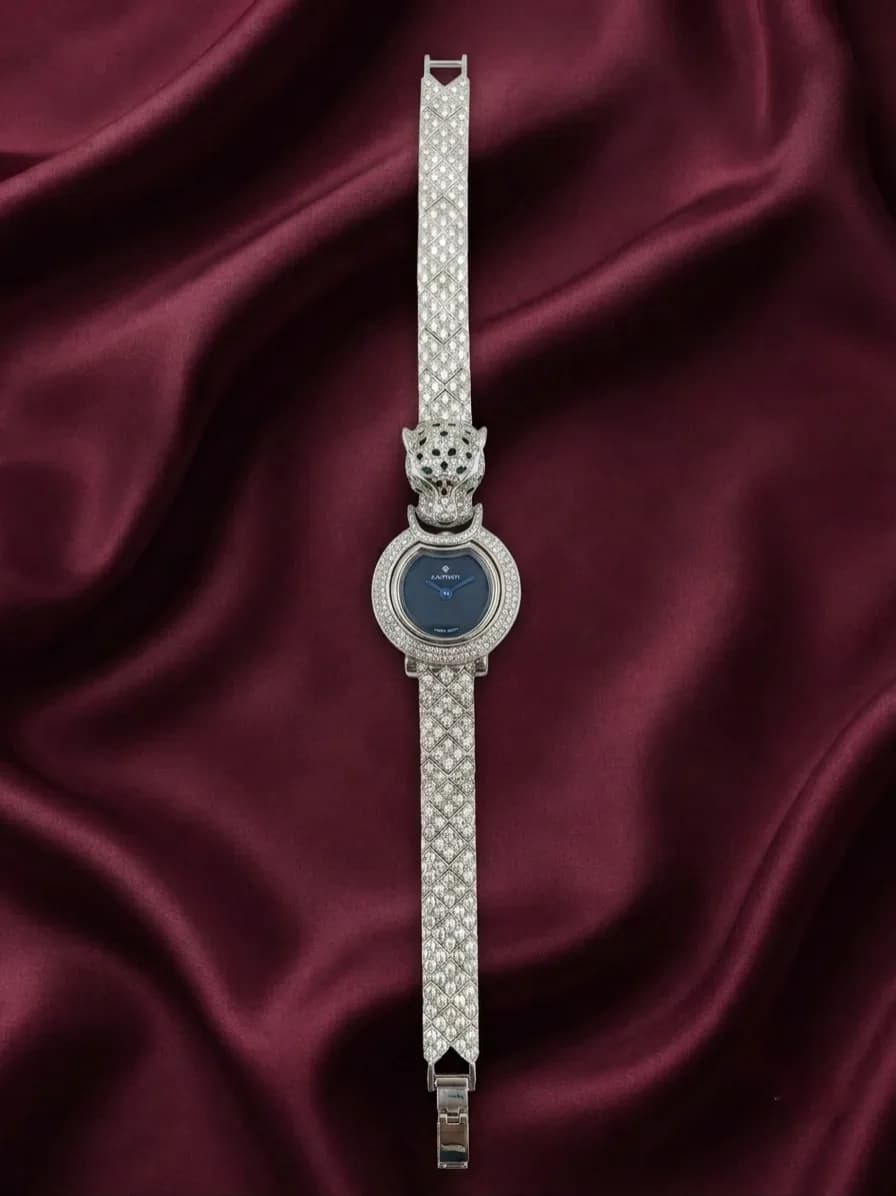 Luxury Panther Pavé Diamond Bracelet Watch