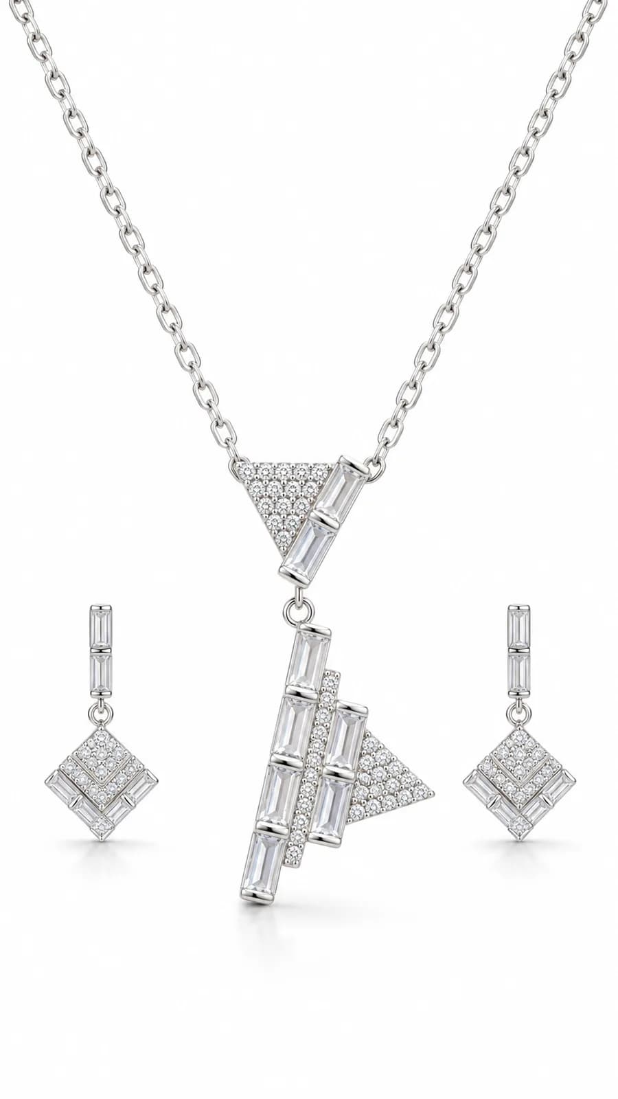 Silver Geometric Elegance set