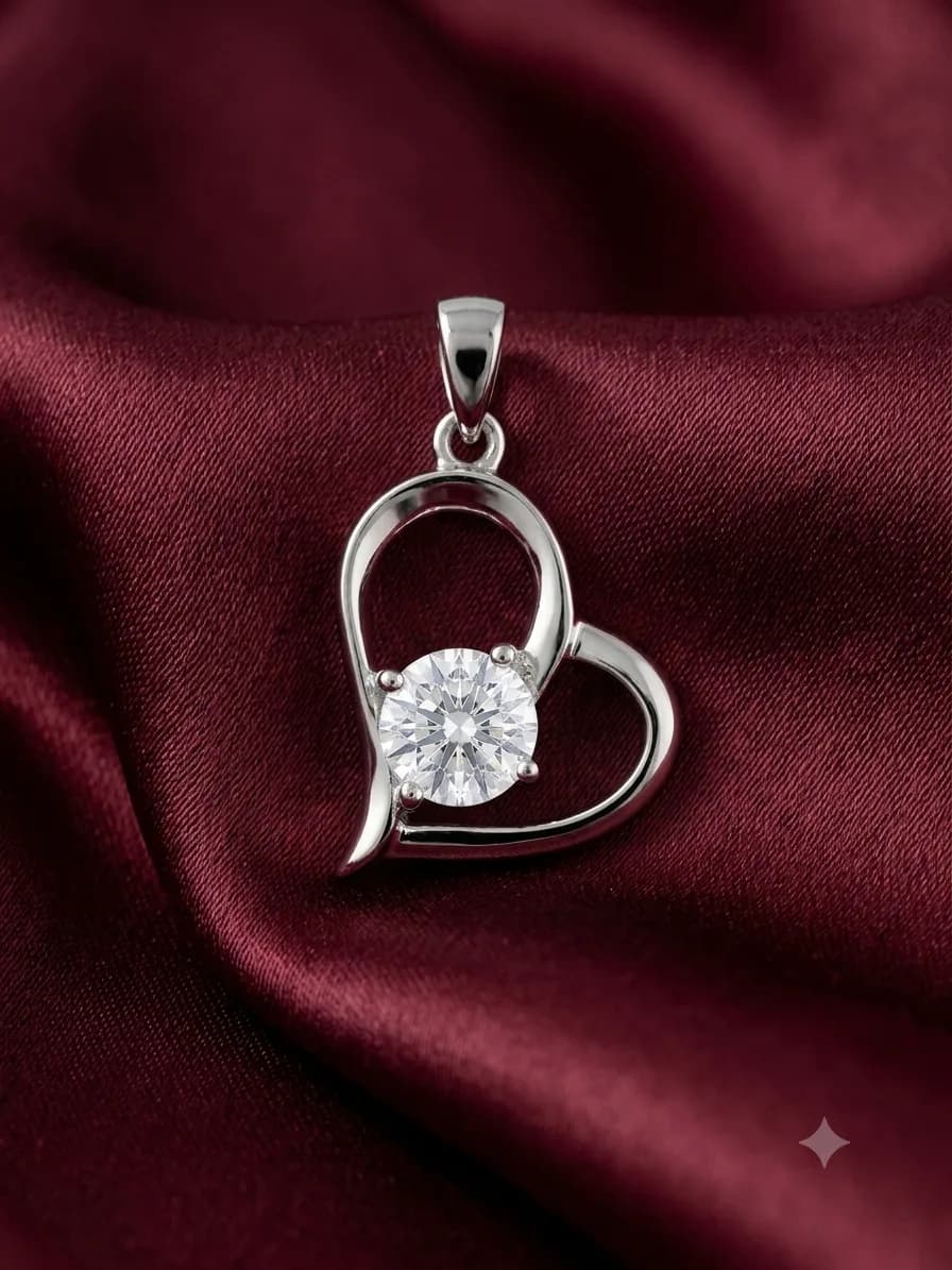 Open Heart Solitaire Pendant
