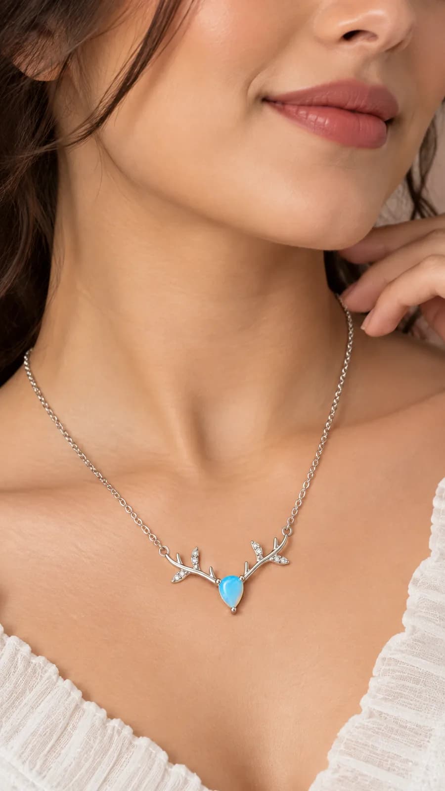 Celestial Antler Blue Opal Pendant