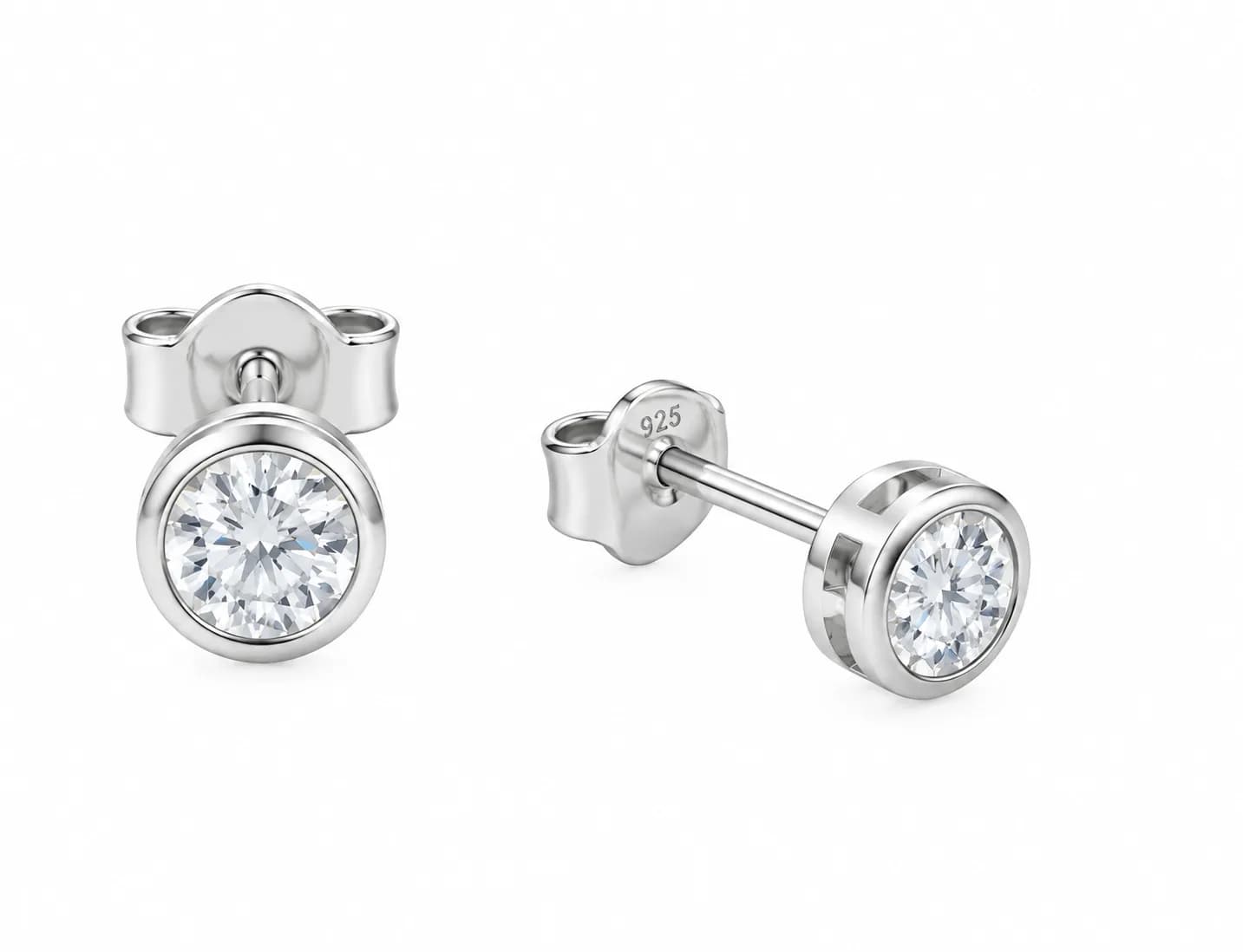 Classic Round Solitaire Stud Earrings