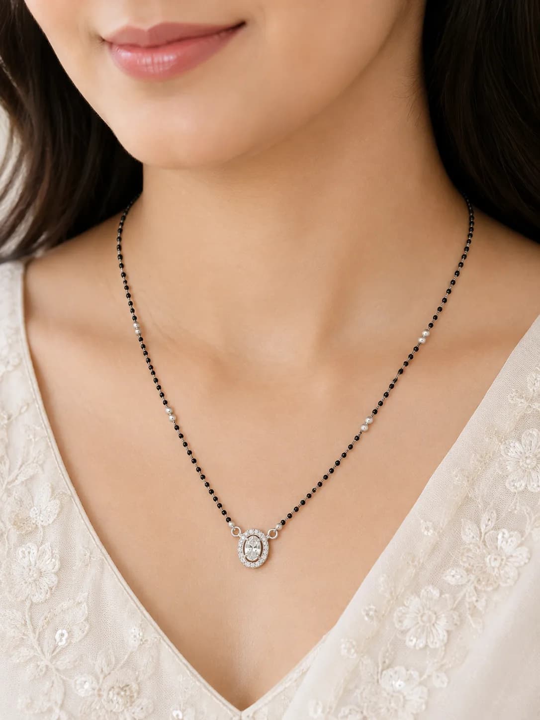 Oval Radiance 925 Sterling Silver Mangalsutra