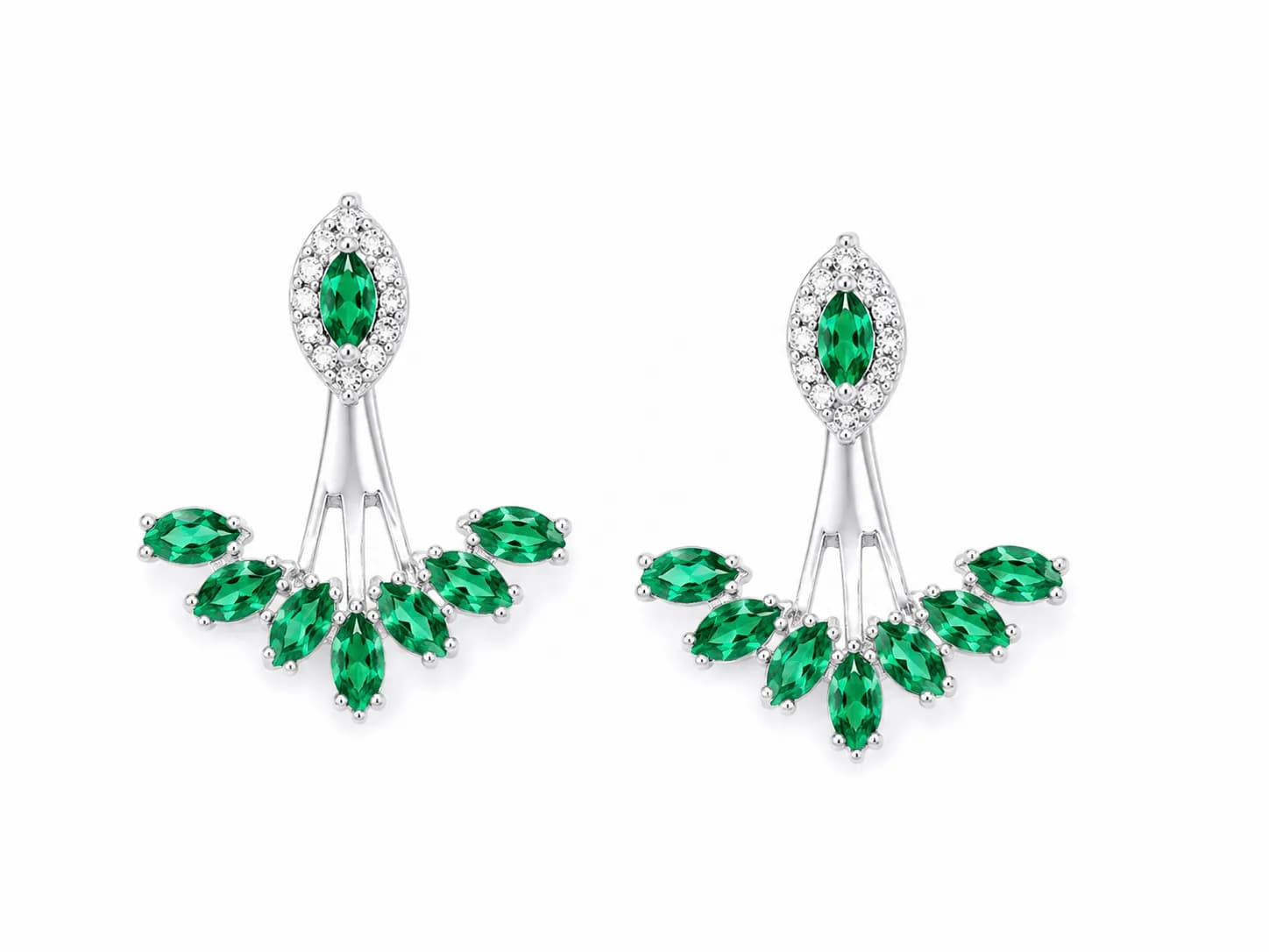 Emerald Leaf Drop Earrings