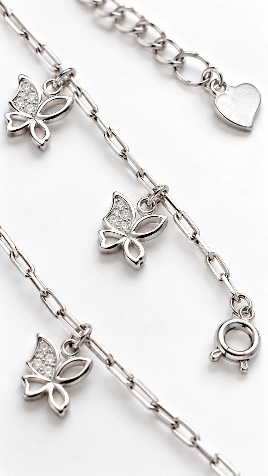 Silver Butterfly Charm Anklet