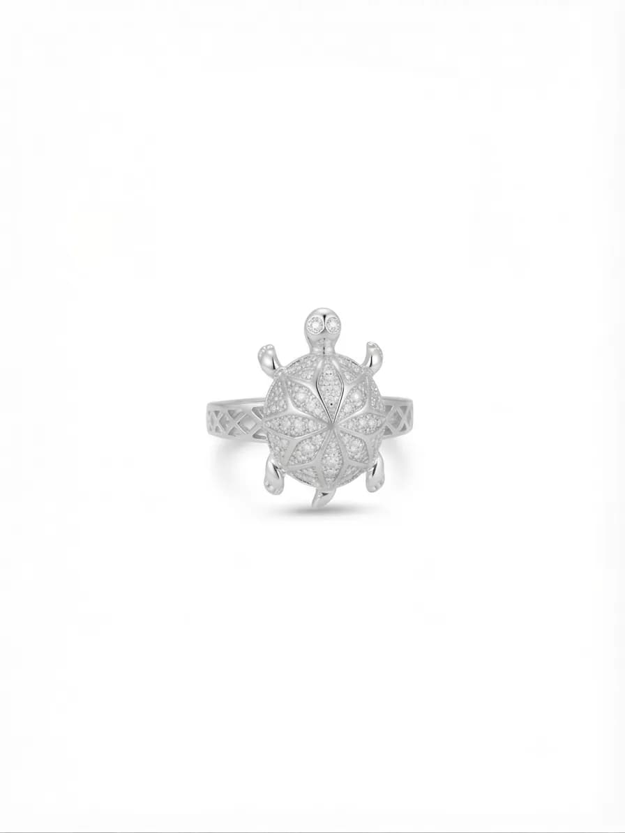 Silver Starburst Turtle Ring