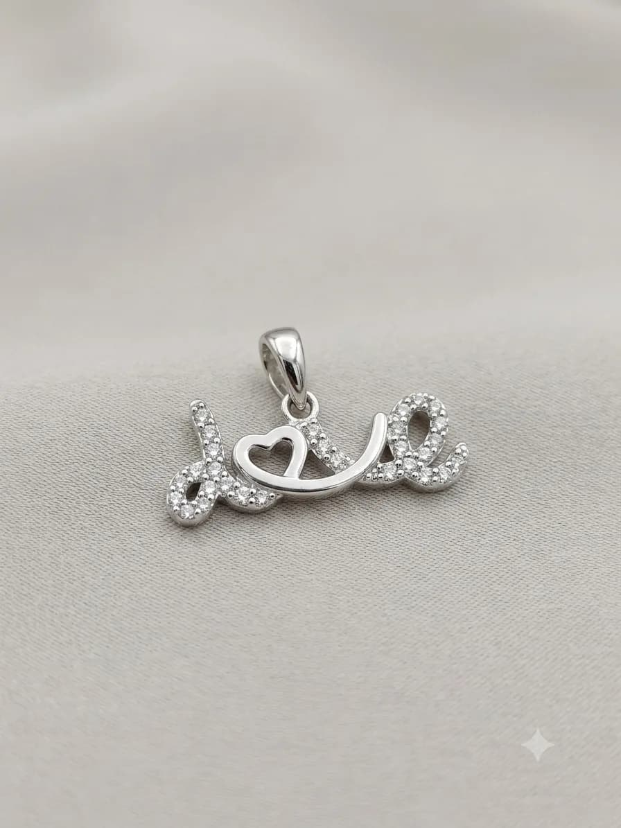 Script "Love" Pave Pendant