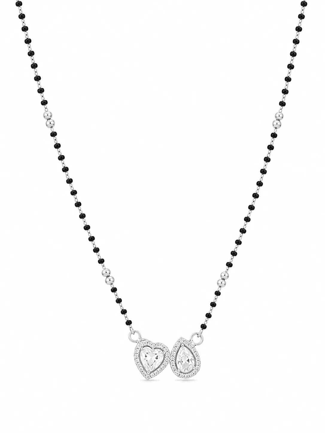Double Heart Teardrop 925 Sterling Silver Mangalsutra