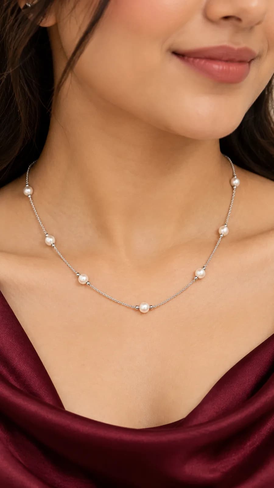 Silver Pearl Beaded chain