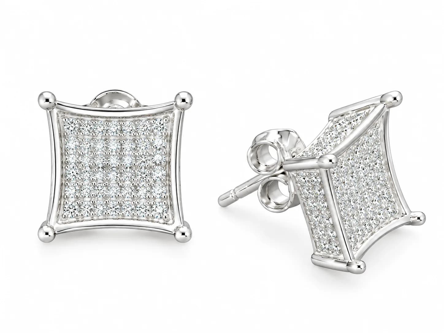 Silver Pavé Square Earring