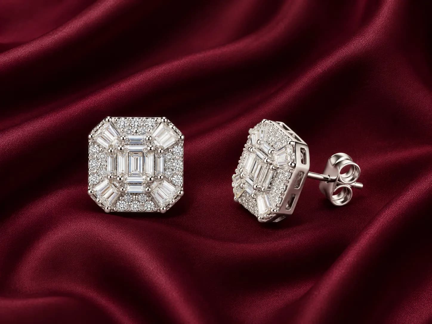 Silver Emerald Glam Earring