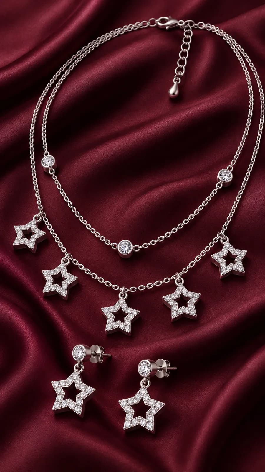 Silver Star Charm Double Layer Pendant Chain