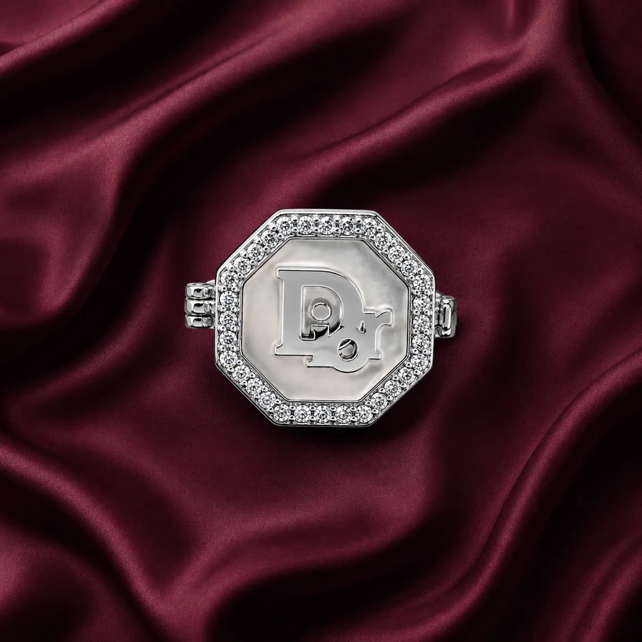Silver Octagon Monogram Button