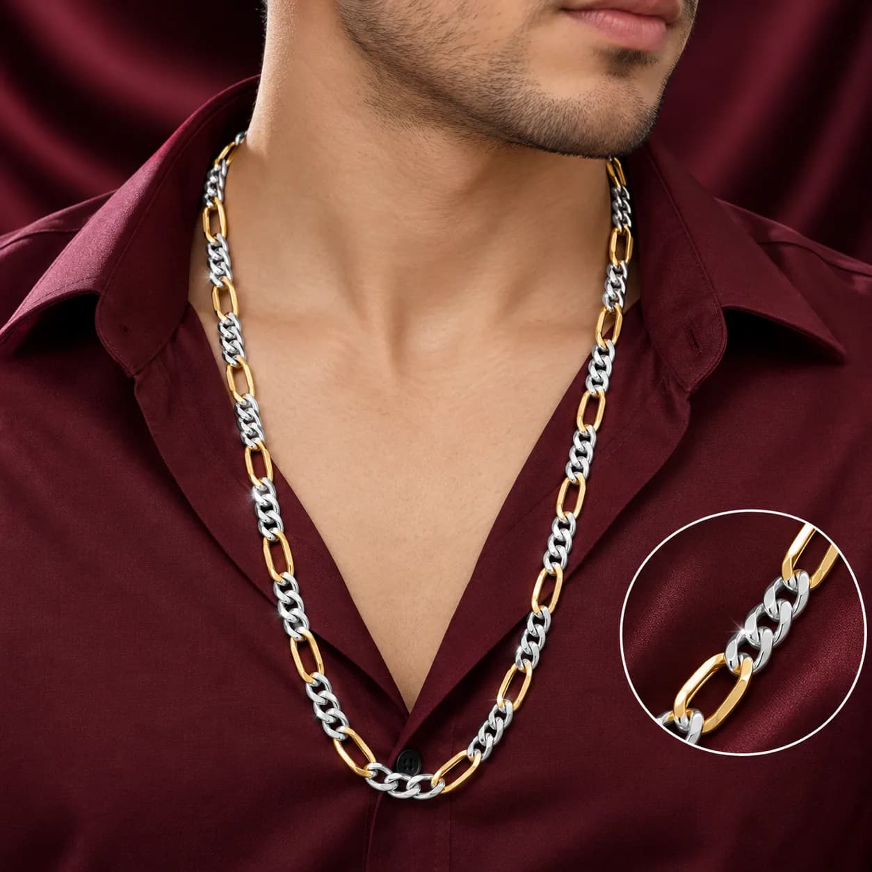 Silver Two Tone Chain