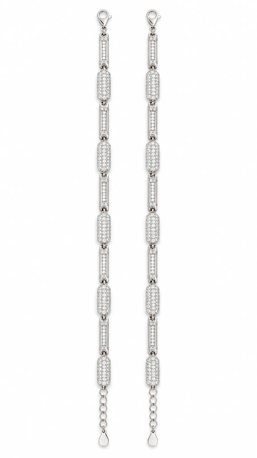 Silver Geometric Link Chain Anklet
