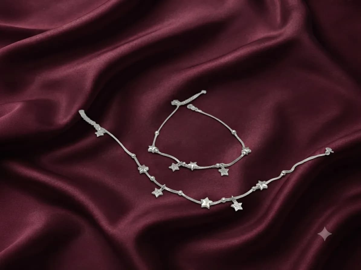 Silver Star Charm Anklet