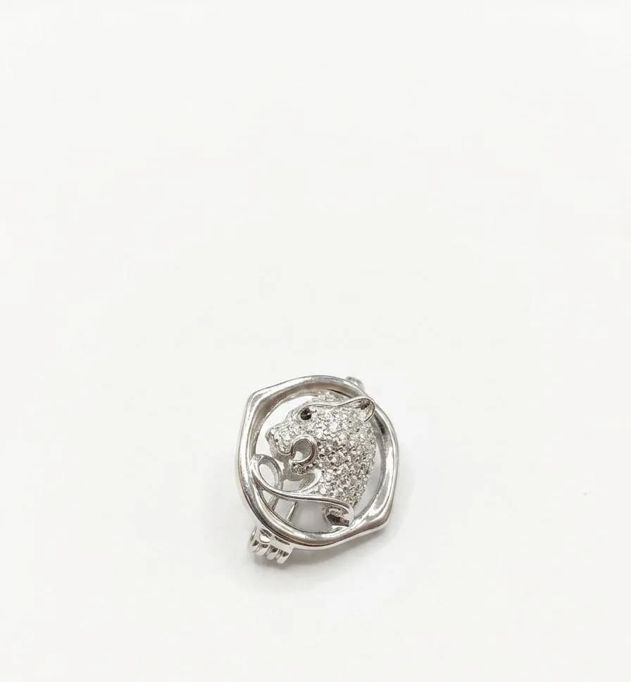 Silver Panther Elegance Lapel Brooch